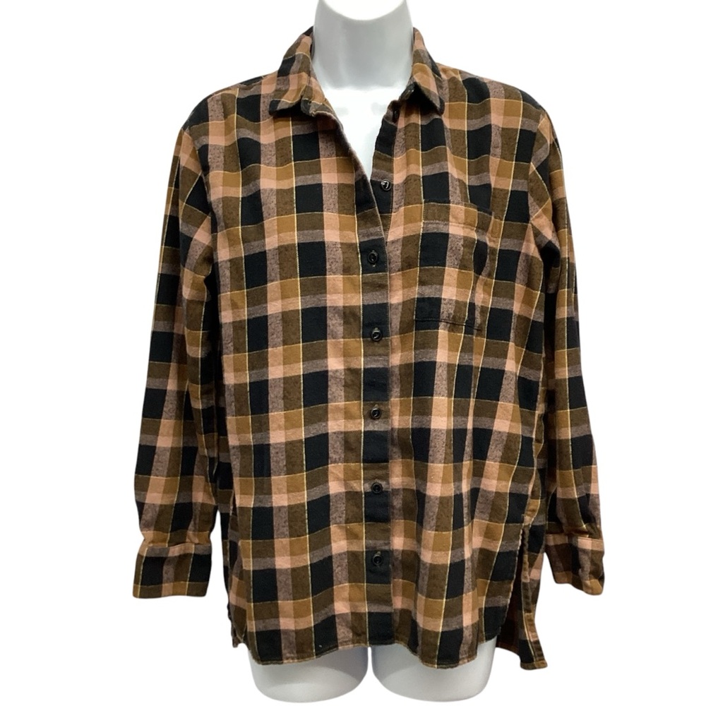 Madewell brown/black Plaid flannel Shirt Misses size XXS